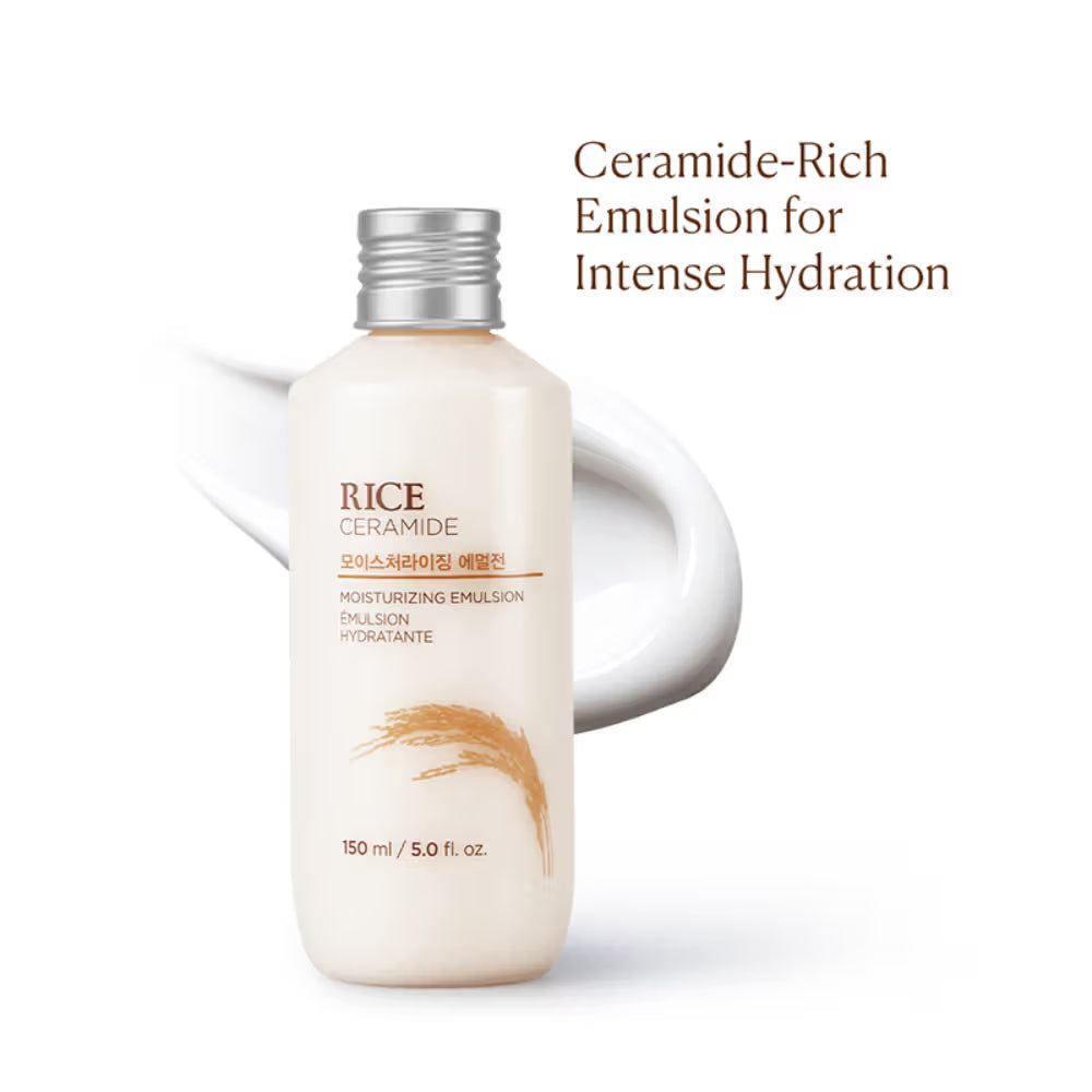 The Face Shop Ceramide & Rice Emulsion - Barrier Repair Brightening Moisturizer for Dull & Dry Skin (150ml)