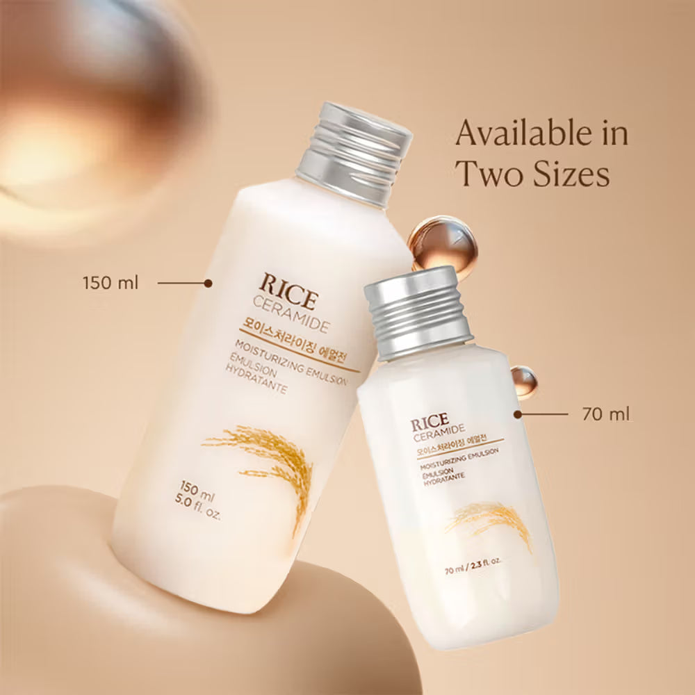 The Face Shop Ceramide & Rice Emulsion - Barrier Repair Brightening Moisturizer for Dull & Dry Skin (150ml)