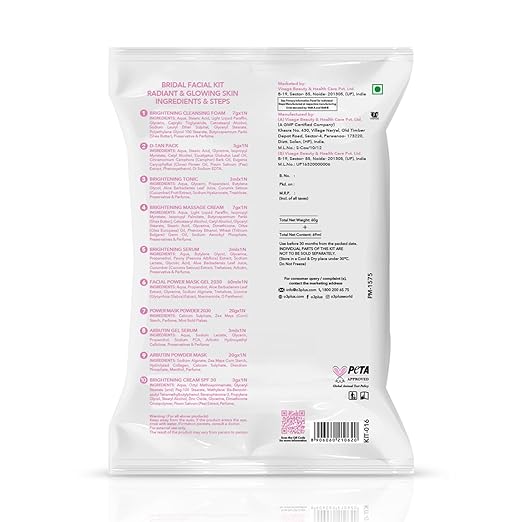 O3+ Bridal Facial Kit for Radiant & Glowing Skin with Hyaluronic Acid, Glycolic Acid and Niacinamide - Ideal for All Skin Types (60g+69ml)