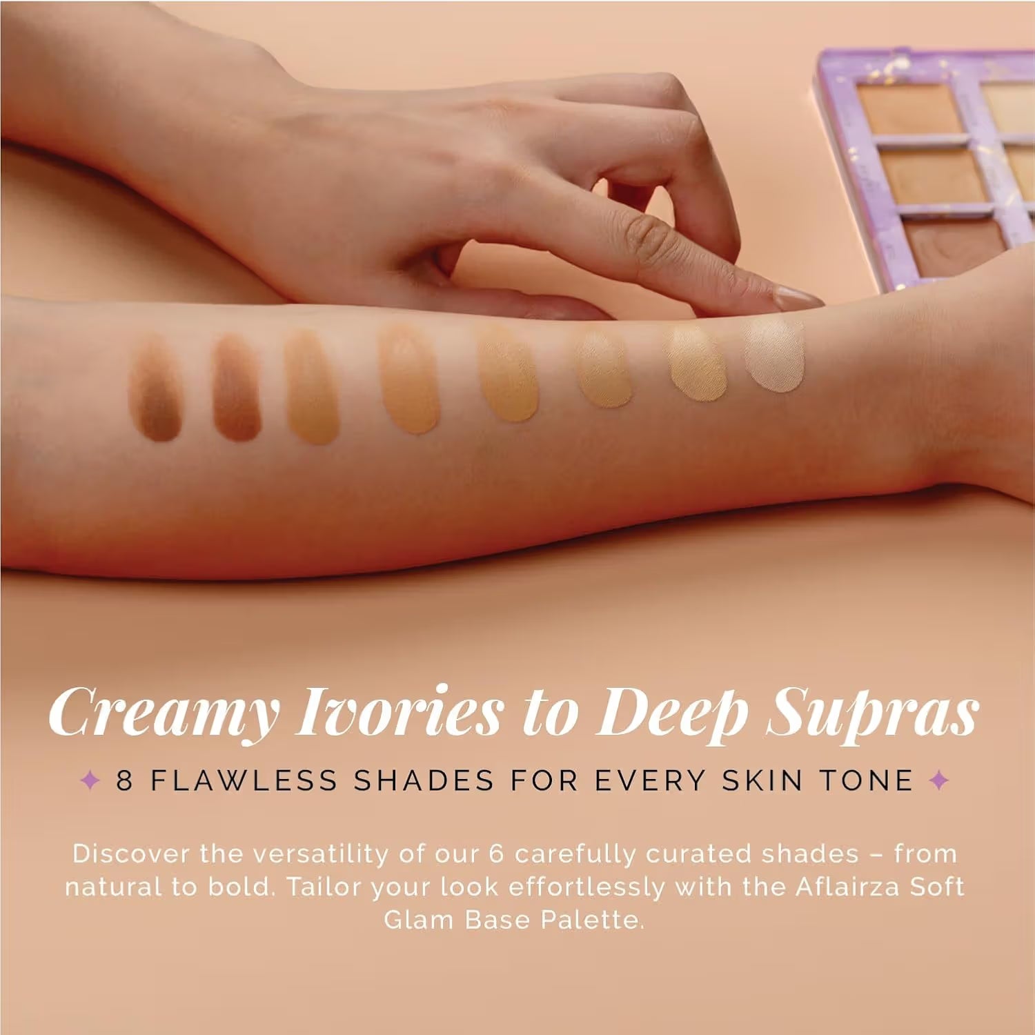 Aflairza 8 Shades Soft Glam Base Makeup Palette Foundation, Concealer & Contour (25g)