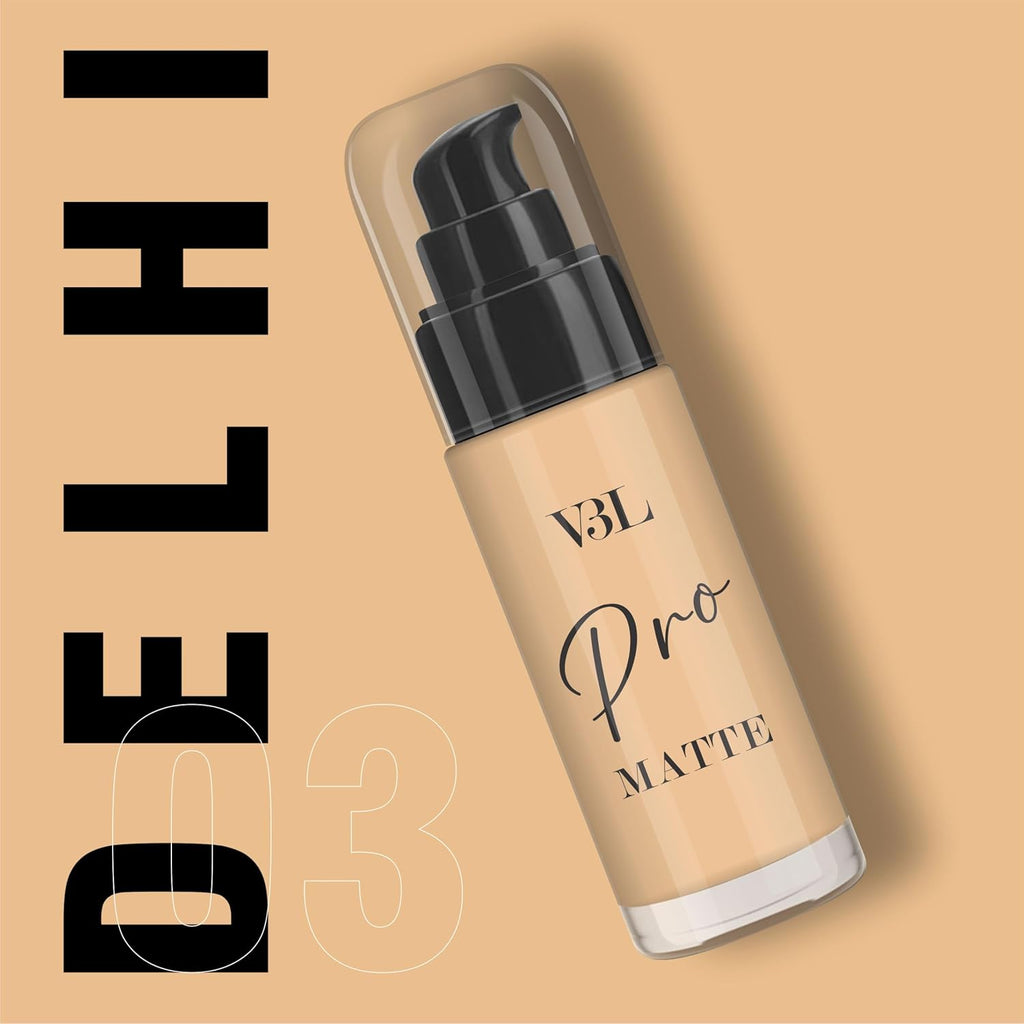 V3L Pro Matte Foundation is a lightweight, high-coverage foundation designed for normal to oily skin.