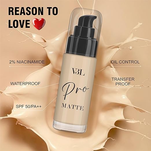 V3L Pro Matte Foundation is a lightweight, high-coverage foundation designed for normal to oily skin.