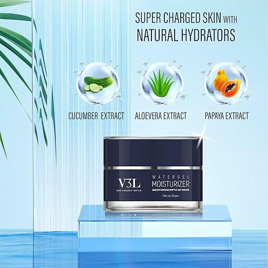 V3L Watergel Moisturizer lightweight, water-based moisturizer specially formulated for the Indian climate.50gm