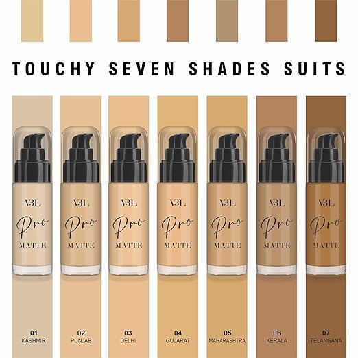 V3L Pro Matte Foundation is a lightweight, high-coverage foundation designed for normal to oily skin.