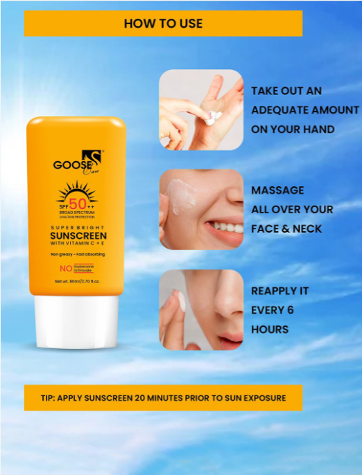 Goose Care SPF50+++ Sunscreen With Vitamin E & C - 80 ml