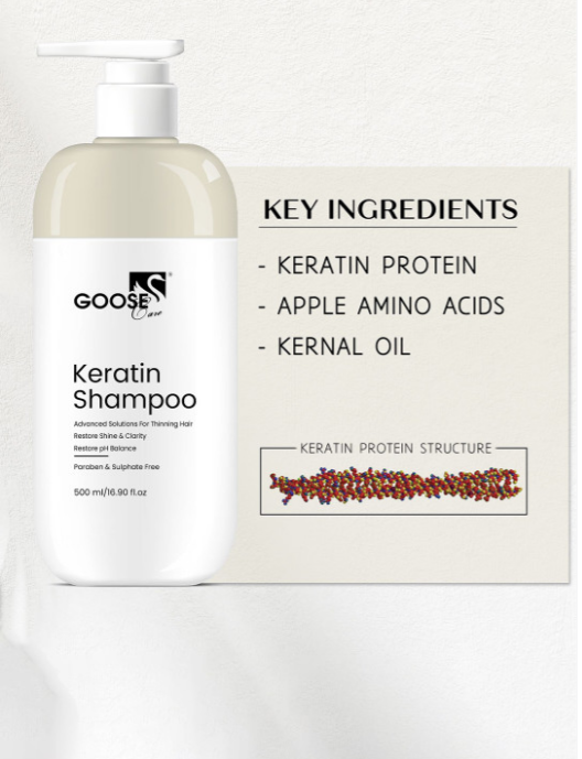 Goose care Keratin Shampoo For Improve Hair Strength - 500 ml