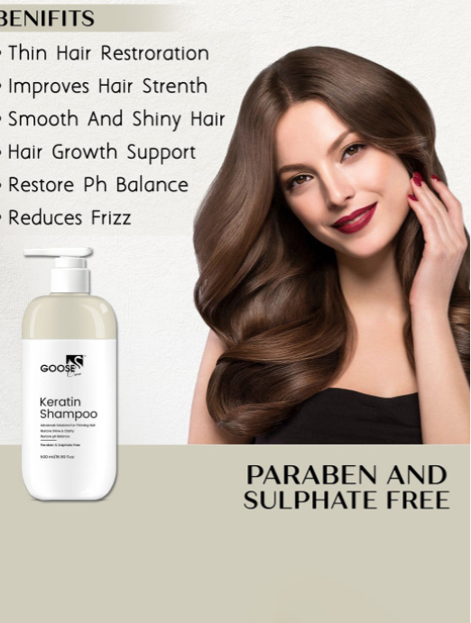 Goose care Keratin Shampoo For Improve Hair Strength - 500 ml