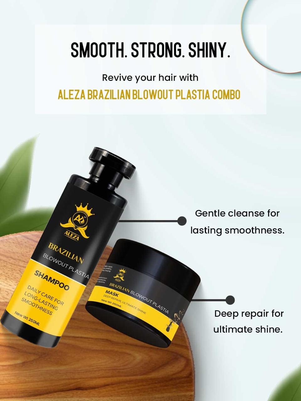 aleza brazilian blowout plastia shampoo(250ml) + mask(350ml) combo