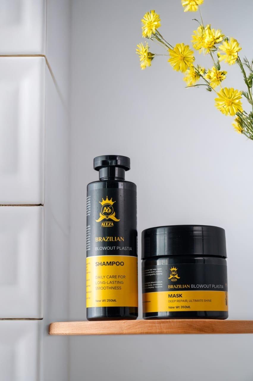aleza brazilian blowout plastia shampoo(250ml) + mask(350ml) combo