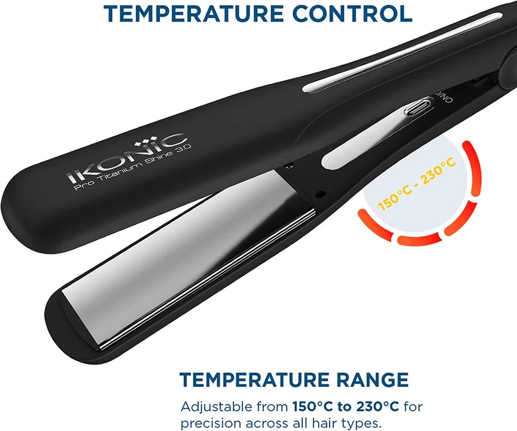 Ikonic Pro Titanium Shine 3.0 Hair Straightener (Black)