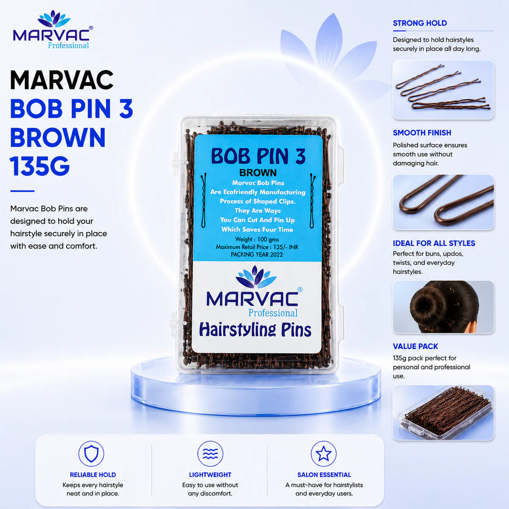 Marvac Black Bobby Pins No.3 (135g) Strong Hold Hair Pins