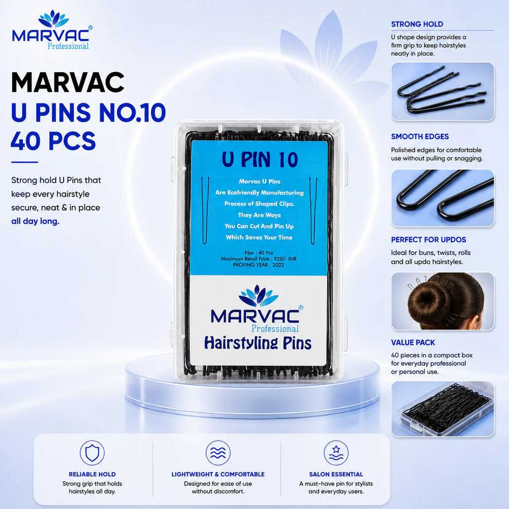 Marvac U Pins No.10 40pcs - Heavy Duty Hair Pins